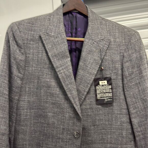 Joseph Abboud Mens Size 40R Blazer Madras Patchwork Grey Sport Coat Jacket - Picture 2 of 10
